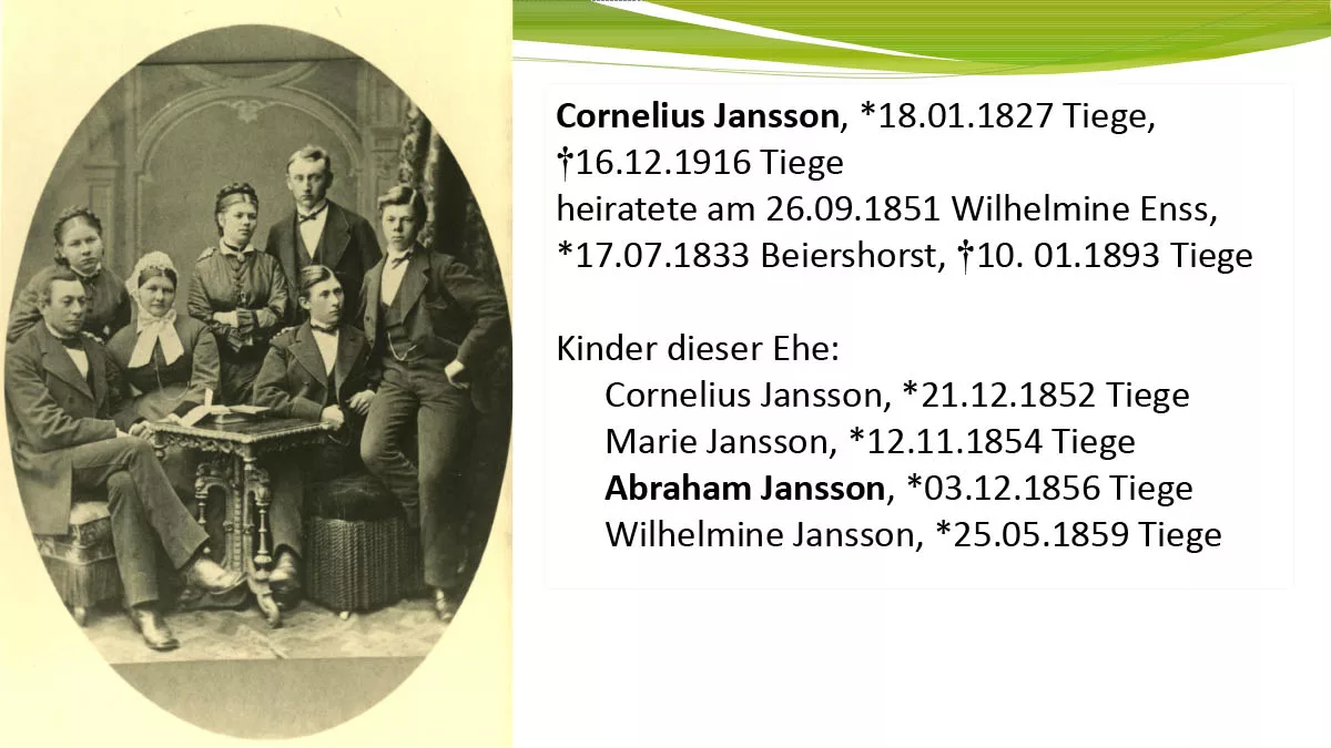 Cornelius Jansson aus der fünften Generation mit seiner Familie.